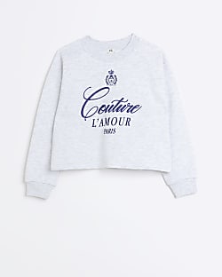 Girls Grey Couture Graphic Sweatshirt