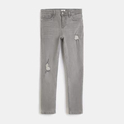 Girls grey 2025 ripped jeans