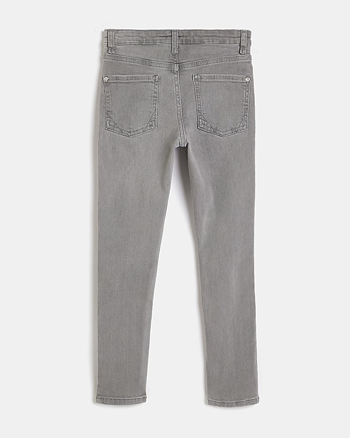 Girls Grey Denim Ripped Skinny Jeans