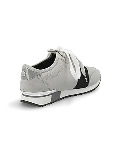 360 degree animation of product Girls grey elasticated lace-up trainers frame-12