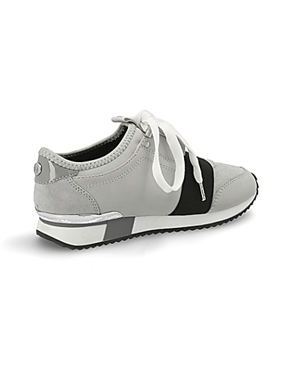 360 degree animation of product Girls grey elasticated lace-up trainers frame-13