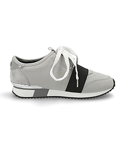 360 degree animation of product Girls grey elasticated lace-up trainers frame-15