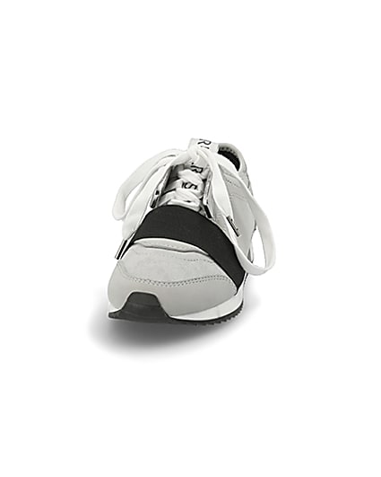 360 degree animation of product Girls grey elasticated lace-up trainers frame-22