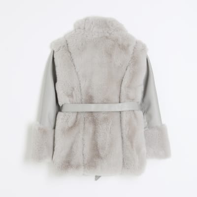 Grey faux fur 2024 coat river island