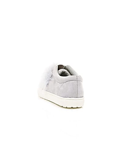 360 degree animation of product Girls grey feather slip on plimsolls frame-17