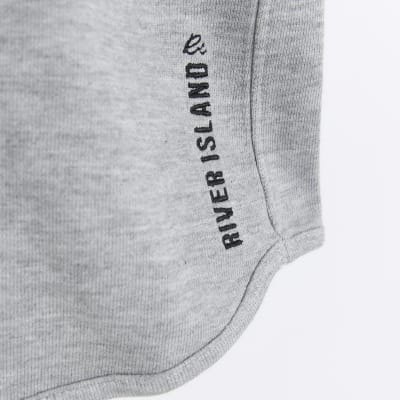 Girls grey graphic frill t-shirt set