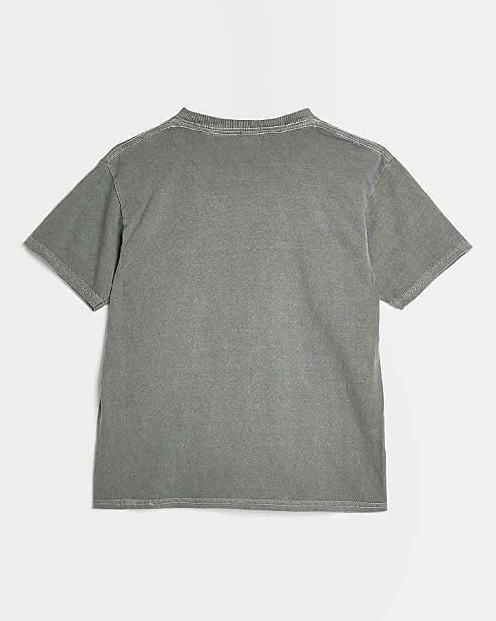 Girls grey graphic washed t-shirt