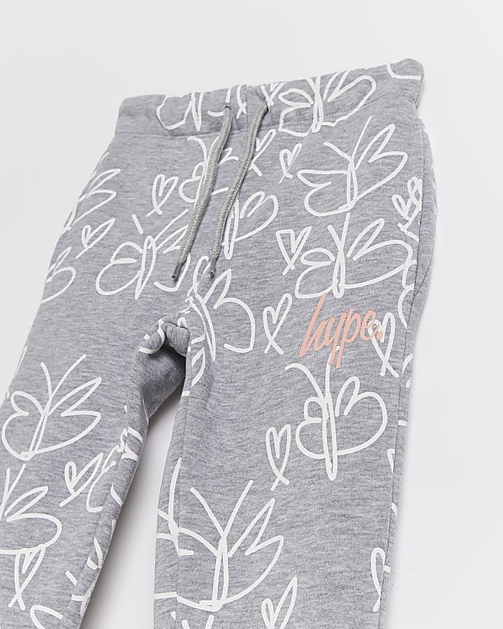 Girls grey Hype butterfly print joggers