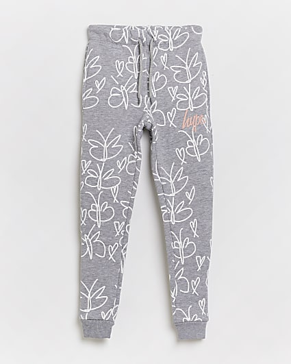 Girls grey Hype butterfly print joggers