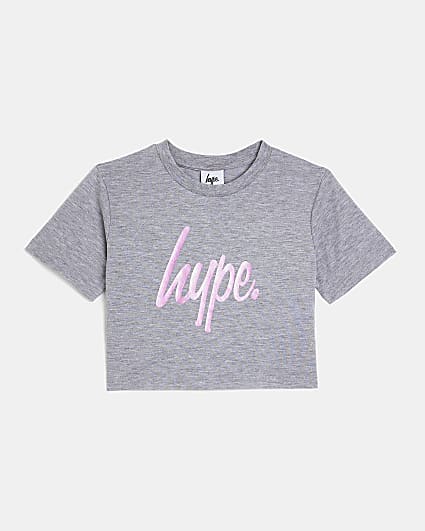 Girls grey HYPE crop top
