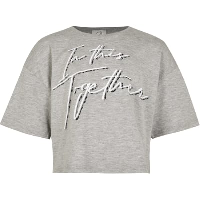 grey colour t shirt for girls