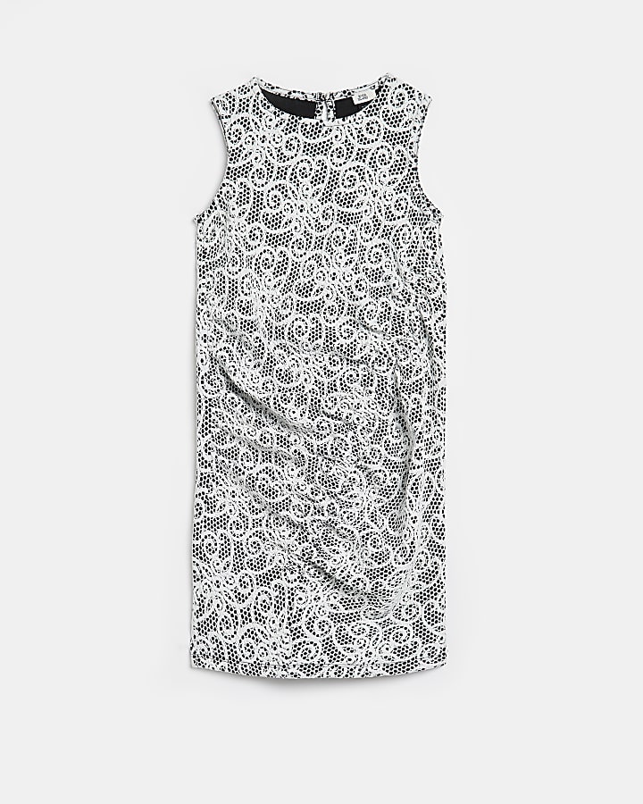Girls grey lace shift dress