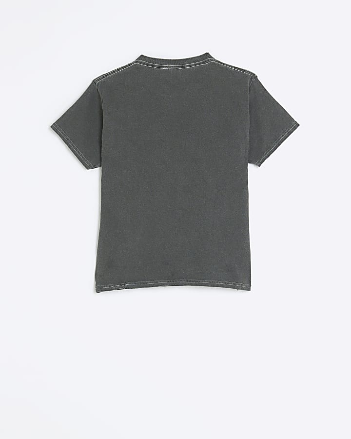 Girls grey ombre graphic short sleeve t-shirt