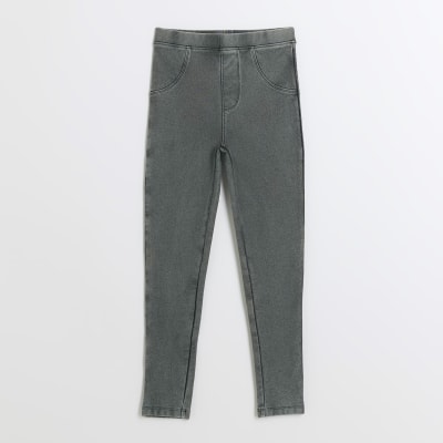 Girls grey pocket detail jeggings