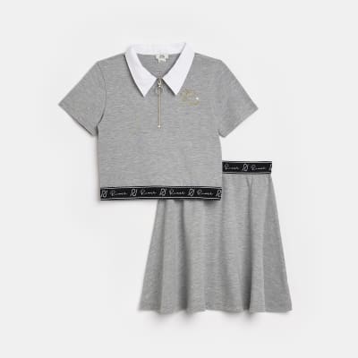 Girls Polo shirt and skirt outfit River Island Girls Clothing T-shirts Polo Shirts 