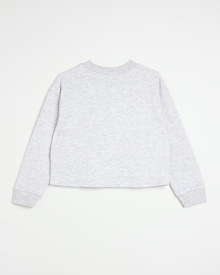 Girls grey printed logo sweatshirt