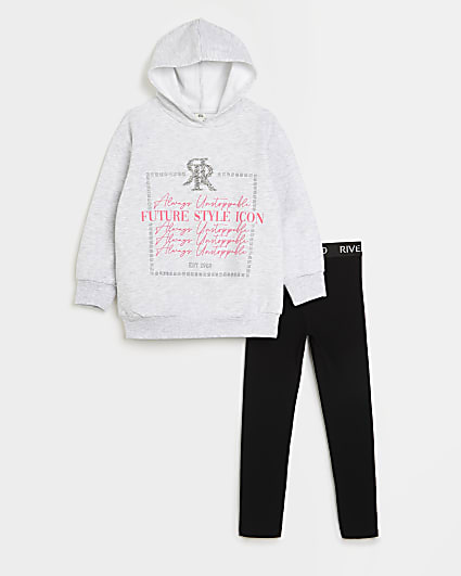 Girls grey RI box graphic hoodie outfit