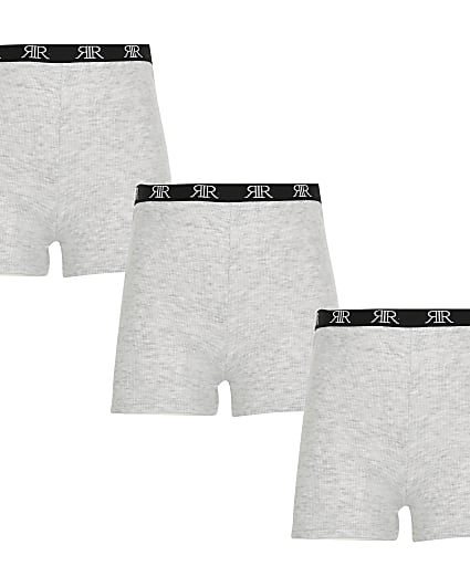 Girls grey RI cycling shorts 3 pack