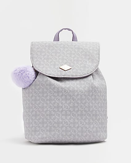 Girls grey RI monogram backpack