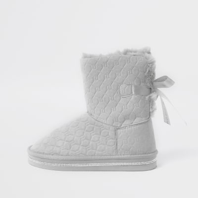 girls grey fur boots