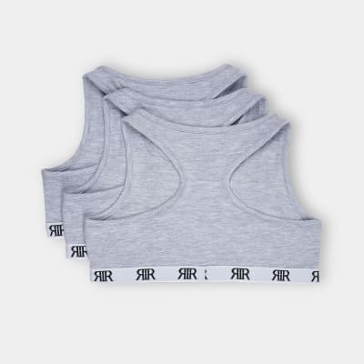 Girls grey RI racer crop top 3 pack