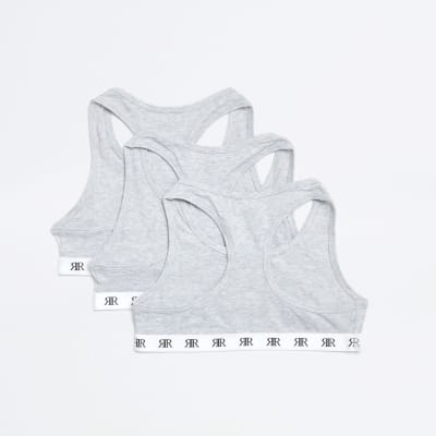 Girls grey RI racer crop top 3 pack