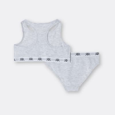 Girls grey RI racer top and briefs set