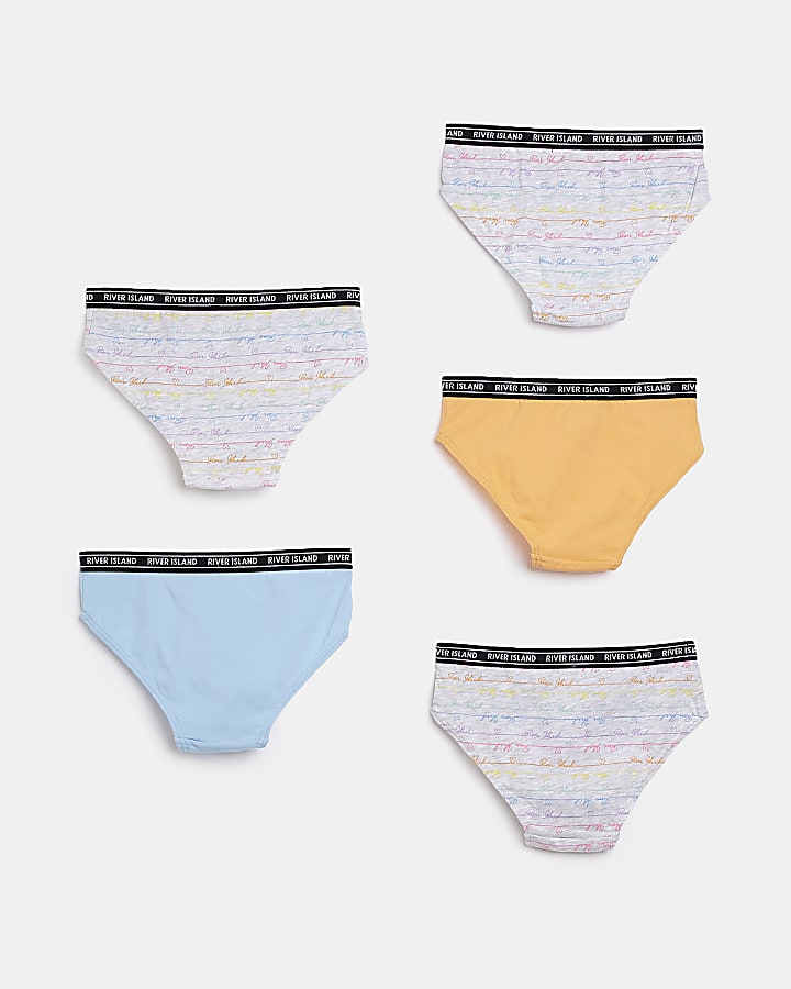 Girls RI Script Print Briefs 5 pack River Island Girls Clothing Underwear Briefs 