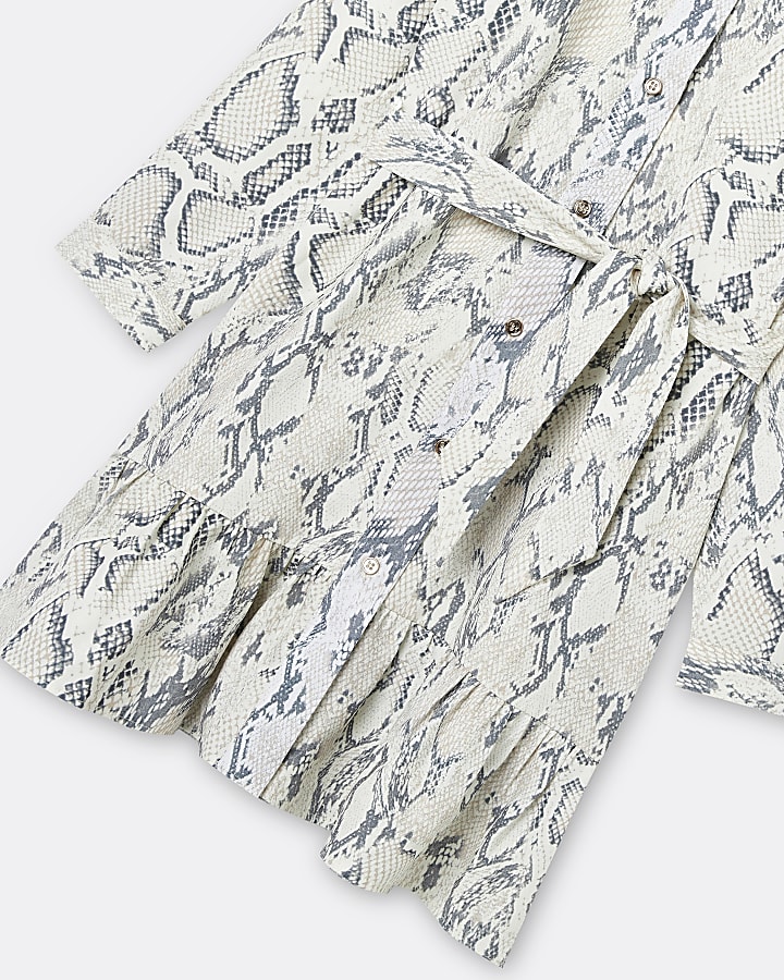 Girls grey snake print shirt dress