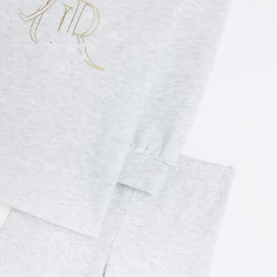 Girls Grey Sweatshirt and Cycling shorts Set