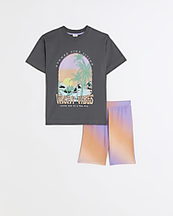 Girls grey t-shirt and ombre shorts set