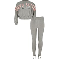 Girls grey ‘Trend setter’ sweatshirt outfit
