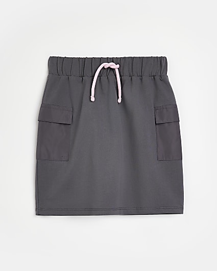 Girls grey utility pocket skirt