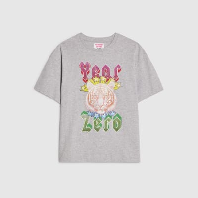 Girls Grey Year Zero Tiger Graphic T-Shirt