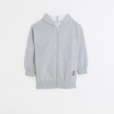 Girls grey zip up hoodie | River Island