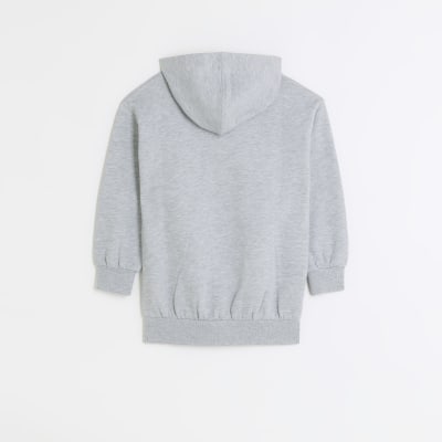 Girls grey zip up hoodie | River Island