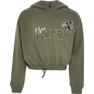 girls khaki hoodie