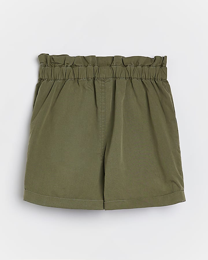 Girls khaki buckle cargo shorts