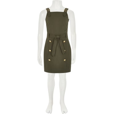 khaki pinafore