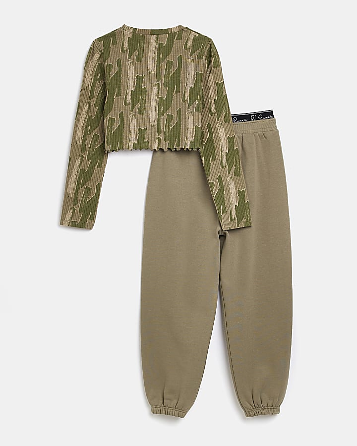 Girls Khaki camo Top and Joggers outfit
