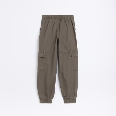 Girls Khaki Cargo Pocket Trousers | River Island