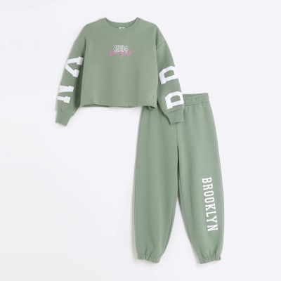 Buy River Island Girls Brooklyn Sweat Top and Joggers Set from the Laura  Ashley online shop