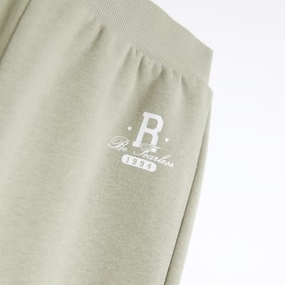 Girls khaki cuffed joggers River Island