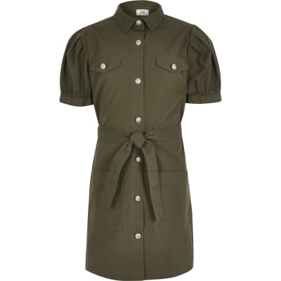 ladies khaki shirt dress