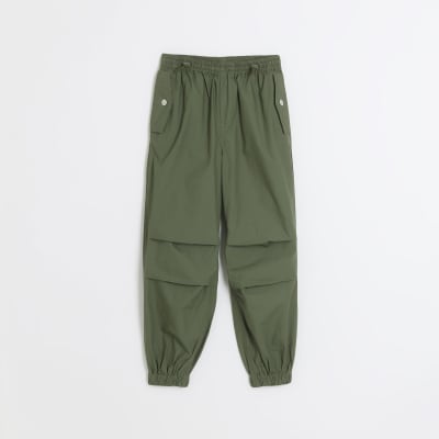 Girls Khaki Pull On Parachute Cargo trousers