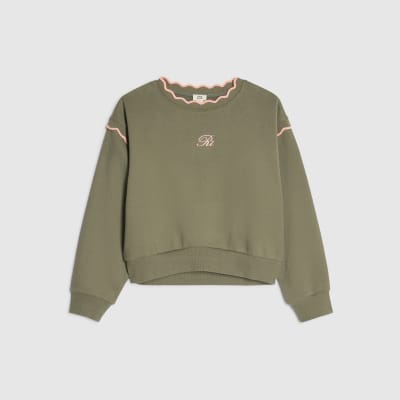 Girls Khaki Scallop Edge RI Sweatshirt