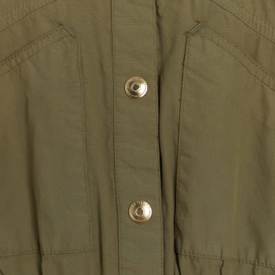 Girls khaki utility jumpsuit River Island