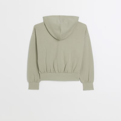 Girls Khaki Zip Through Hoodie