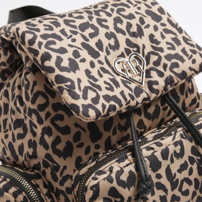 Girls leopard backpack River Island