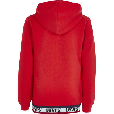 red zip front hoodie